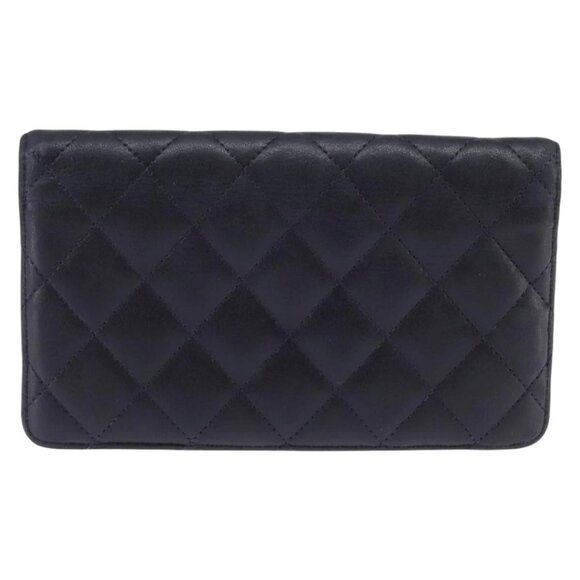 CHANEL Matelasse COCO Mark Long Wallet Leather Black CC Auth 144624 - Picture 2 of 16